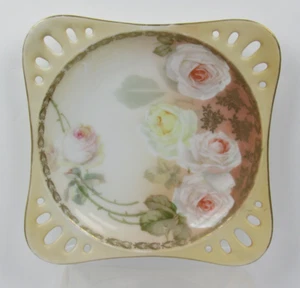 Antique RS Germany Fine Porcelain Trinket Saucer Pierced Edges Translucent - Picture 1 of 13
