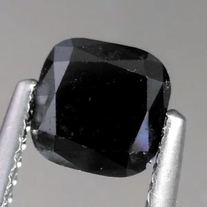 1.59cts 6mm Cushion cut Fancy Jet Black Natural Earth Mined Loose Diamonds - Picture 1 of 3