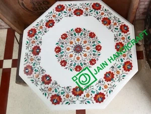30"" Mármol Blanco Mesa Café Mosaico Flor Incrustación Decoración Hogar con Soporte b2 - Imagen 1 de 4