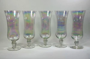 Juego de 5 copas de cóctel Parfait iridiscentes con forma de tulipán tallo corto bulboso - Imagen 1 de 9