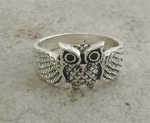 ANILLO BÚHO DETALLADO PLATA ESTERLINA .925 ÚNICO talla 10 estilo # r1815 - Imagen 1 de 2