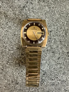 VINTAGE 70er Jahre Herren Gold/Braun HAMILTON Automatik Uhr mit Tag/Datum, Speidel Band - Bild 1 von 4