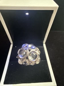 ANILLO DE CUARZO TRANSPARENTE TEXTURA MARTILLADA PLATA ESTERLINA 925 CARAMELO ROCA ABOVEDADA IPPOLITA - Imagen 1 de 12