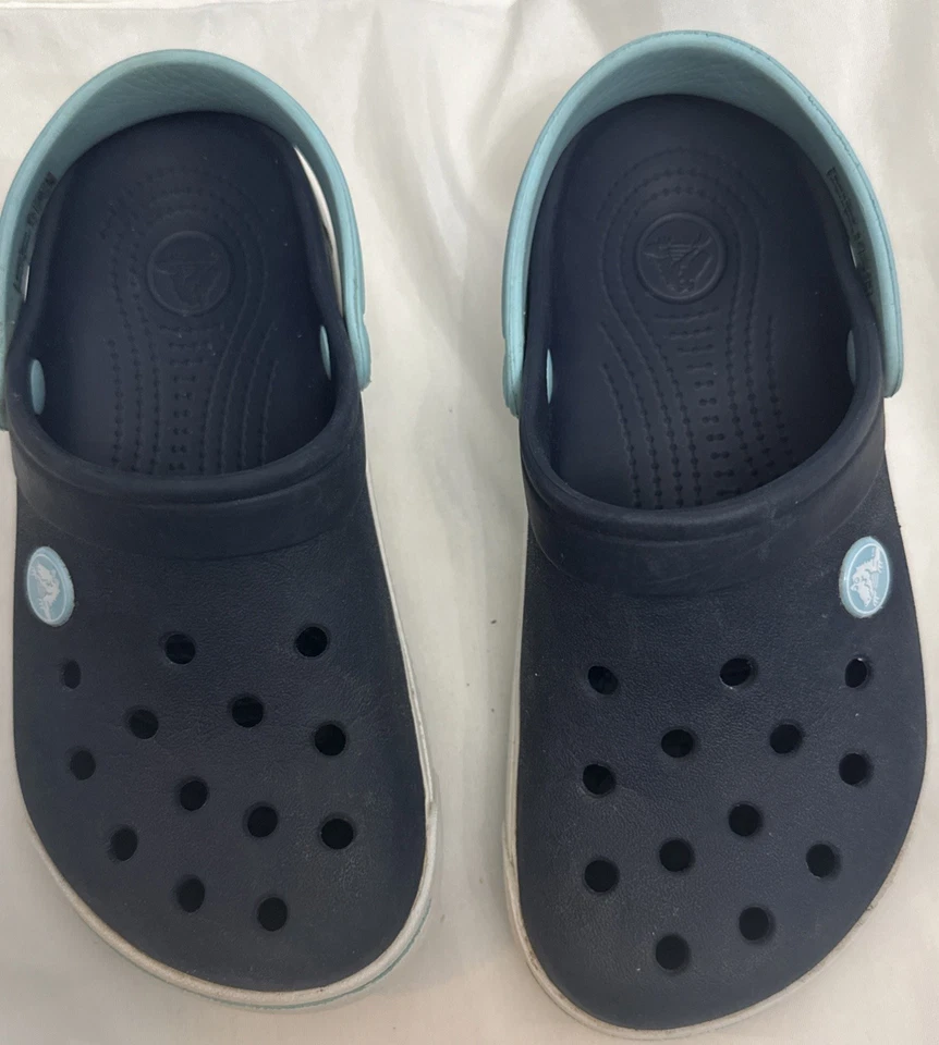 Zuecos cómodos Crocs originales azul marino/verde azulado/blanco - niño talla 12/13 Foto 1 de 4