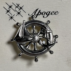 Vintage Schiff Lenkrad Maritim Brosche Anstecknadel 1,2 Zoll Segelboot Anker Apogäum - Bild 1 von 8