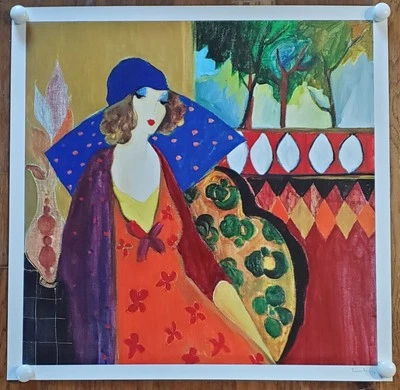 Indigo Chapeau By Itzchak Tarkay - Signed Seriolithograph Art Print - COA - Image 1 of 4