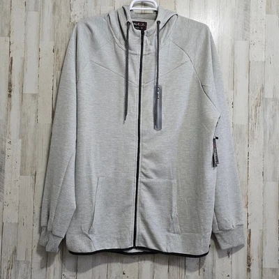 Sudadera con Capucha Galaxy By Harvic Gris Negro Cremallera Completa Tecnología Polar Grande Alta Talla 5XL Foto 1 de 4