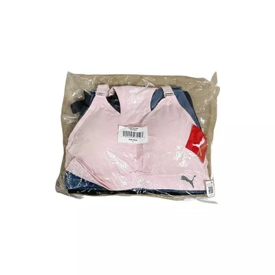 Paquete de 3 sujetadores deportivos Puma para mujer - rosa, azul, negro | sin costuras, soporte medio Foto 1 de 2