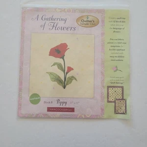 Poppy Applique Quilt Block 8 A Gathering of Flowers Fabric Included - Picture 1 of 3