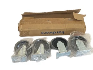 NOS Unbranded 5” Dia. Wheel 3” x 2” Bolt Pattern 6” High Caster Wheel Set - Picture 1 of 4