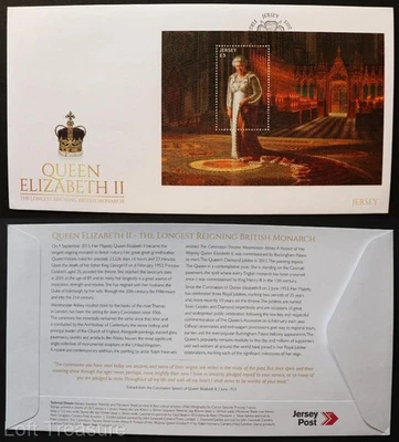 Jersey Stamps "Queen Elizabeth - Longest Reigning" £3 M/S First Day Cover 2015 - Image 1 of 3