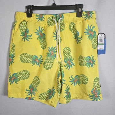 NWT Nautica Men’s Swim Trunks Size Large Yellow Pineapple Pockets - Image 1 of 4
