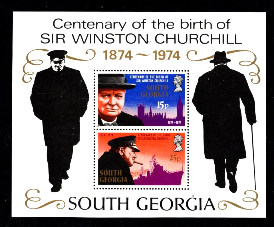 Geórgia do Sul 40a MNH Folha de 2 Winston Churchill Bom Preço - Imagem 1 de 1