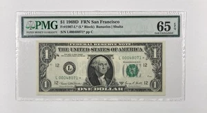 1969-D One Dollar Federal Reserve Note 1.00. PMG MS 65 Star. - Picture 1 of 3