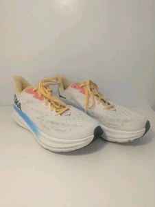 Hoka One One Clifton 9 Women's Size 11 B White Blue Yellow Running Walking - Picture 1 of 15