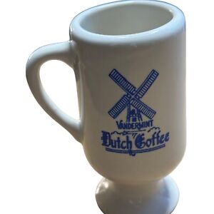 Vintage Vandermint Dutch Coffee Mug White w/ Blue Graphics Windmill Sku 2589