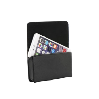 Custodia da cintura orizzontale in ecopelle nera universale per smartphone fino  - Immagine 1 di 4