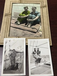 1940’s Photos 2 Women Rosie The Riveter Pantsuits Bandannas Tinted - Picture 1 of 6