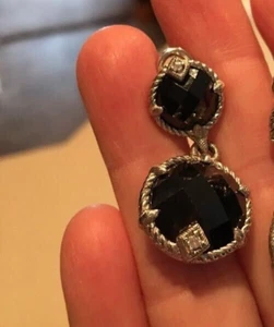 Judith Ripka 925 Sterlingsilber schwarzer Onyx Finsternis Clip/Pfosten Ohrring (einzeln) - Bild 1 von 2