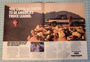 1989 Vintage 2 Page Print Ad Ford F-150 Truck Cliff Rocks Hot Air Balloon Tough - Bild 1 von 7