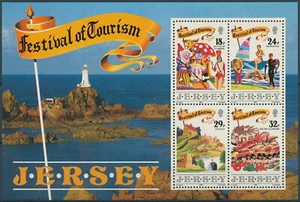 Jersey 1990 MNH Festival of Tourism Stamps Castles Sports Golf Gastronomy 4v M/S - Picture 1 of 1