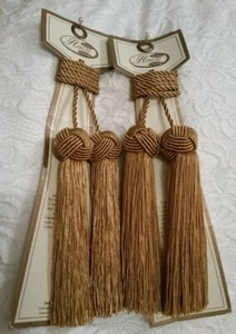 India House Trimmings 5.5” GOLD Turk Knot Tassels 27” Chair Ties Set of 2 NEW - Picture 1 of 4