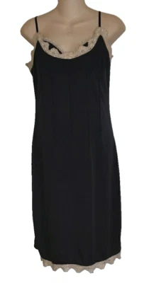 Fredericks Of Hollywood Black Slip Dress VINTAGE Negligee Strappy Corset LARGE - Image 1 of 4