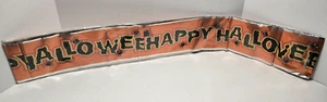 Banner vintage feliz Halloween arañas metálicas brillantes - Imagen 1 de 3