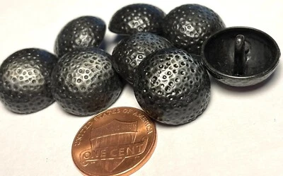 8 Domed Hammered Charcoal Gray & Black Tone Metal Shank Buttons 18mm 11/16" 7486 - Image 1 of 4