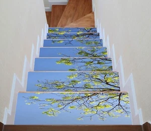 3D Sky Leaves G190 Stair Risers Decoration Photo Mural Vinyl Decal Wallpaper E - Picture 1 of 6