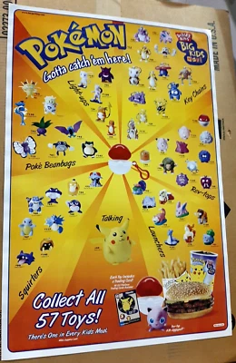 ORIGINAL 1999 BURGER KING POKEMON POSTER - BRAND NEW - Image 1 of 4