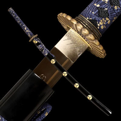 USA Stock Handmade Katana Gold Blade Japanese Samurai Sword Brass Tsuba  Sharp - Image 1 of 4