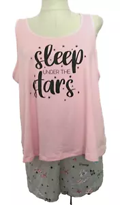 JOYSPUN SLEEPWEAR SHORTY SET Pink/Gray Tank & Shorts Sz 3X * - Picture 1 of 9