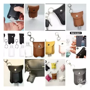 2Pcs Portable empty sanitizer refillable bottle with leather case keychain 60ml. - Picture 1 of 5