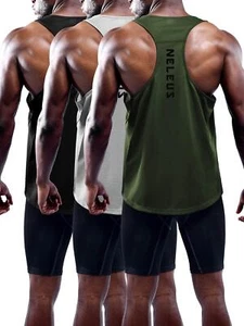 Men's Workout Running Tank Top Sleeveless Gym Athletic Shirts Pack of 35080Bl... - Picture 1 of 7