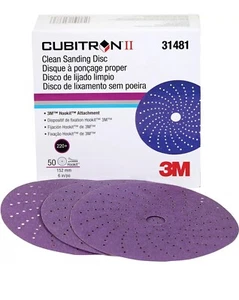 3M 31481 6" 220 Grano Cubitron II Limpio Lijado Gancho Discos Abrasivos Reparación 50ct - Imagen 1 de 1