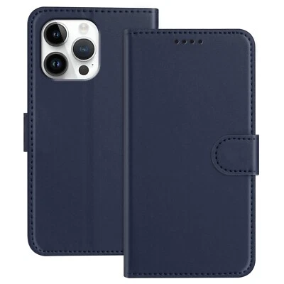 Funda tipo billetera de cuero magnético abatible para iPhone 17 Pro Max 16 15 14 13 12 11 7 Foto 1 de 4