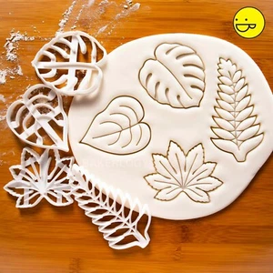 4 Garden Leaf Cookie Cutters - Monstera, Devils Ivy, Fern, Japanese Aralia Plant - Picture 1 of 13