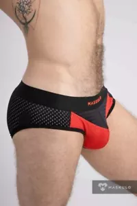 Calzoncillos de malla clásicos MASULO transpirables 2 capas bolsa brief rojo br073-10 24 - Imagen 1 de 6