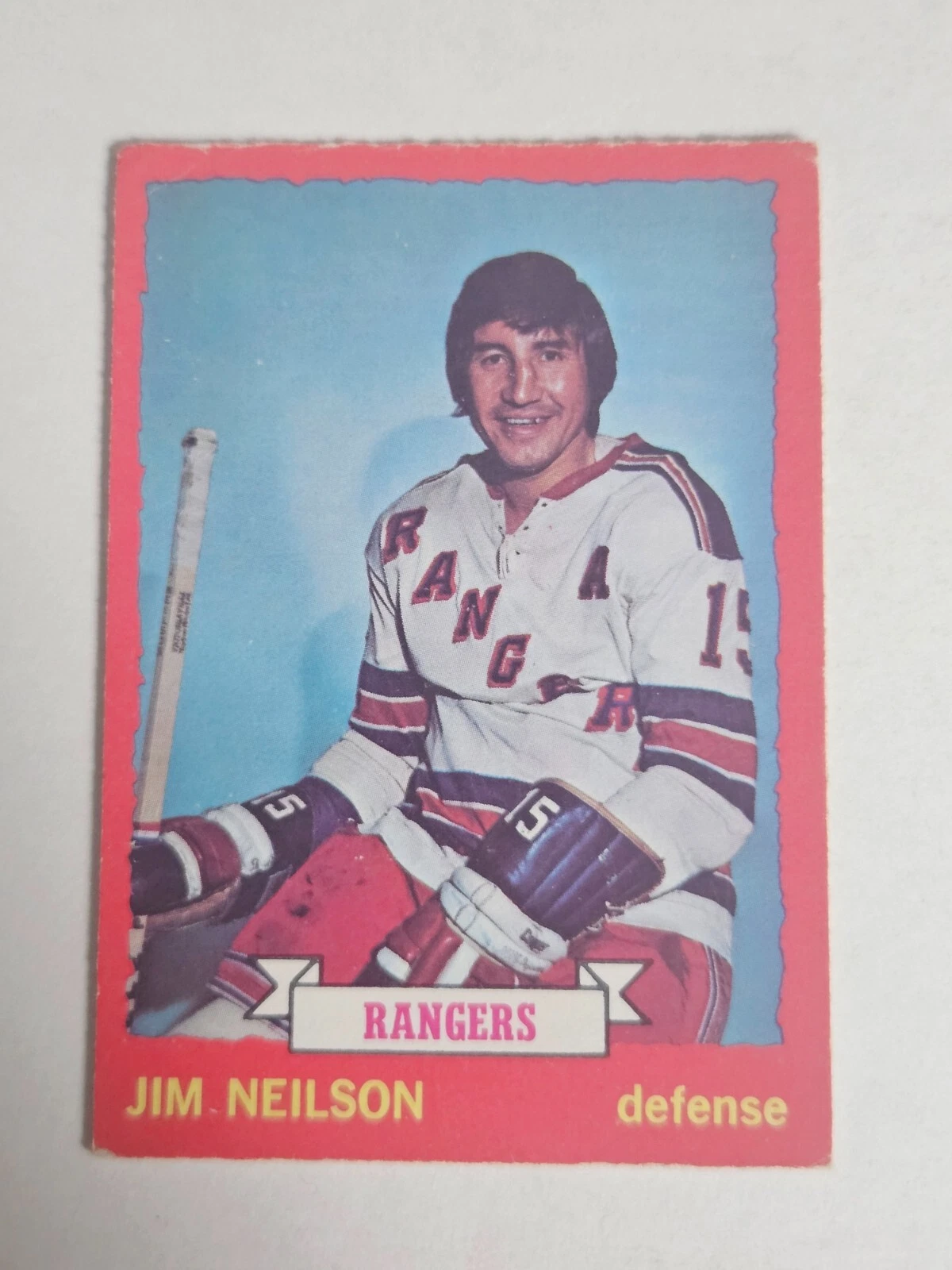 1973-74 O-PEE-CHEE NHL HOCKEY #123 JIM NEILSON NEW YORK RANGERS LIGHT