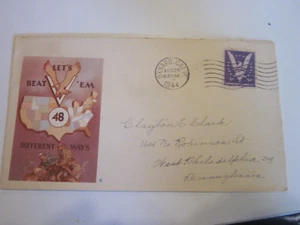 WWII US 1944 OXNARD CALIFORNIA PATRIOTIC MINKUS CACHET LETS BEAT'EM 48 DIFF WAYS - Picture 1 of 3