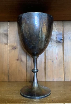 Large NOT ENGRAVED vintage silver plate trophy, loving cup, trophies, trophy — 第 1/3 张图片
