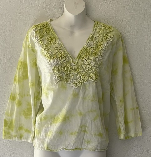 Michael Kors 100% Cotton Tye Dyed 3 4 Sleeve Blo Sz M