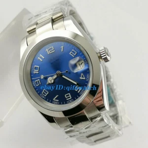 40mm esfera azul número luminoso fecha cristal zafiro automático reloj para hombre regalo - Imagen 1 de 6