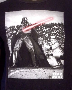 vintage 00s Y2K Star Wars white tag Darth Vader Stormtrooper Baseball T-Shirt S - Picture 1 of 4