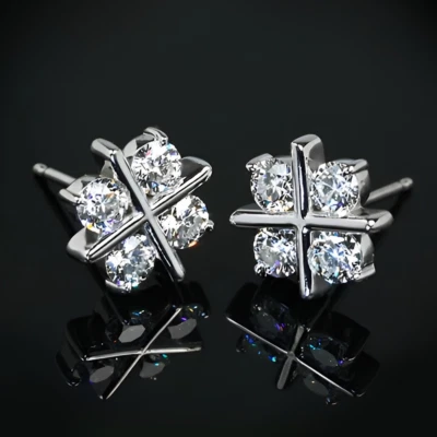 Diamond Women Earring Studs Round Cut Lab Grown 1 Carat 14k White Gold - Image 1 of 4