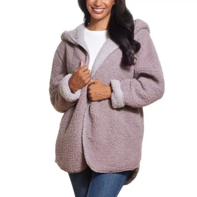 Weatherproof Ladies' Reversible Cozy Sherpa Hooded Jacket (Lavender, XL) - Image 1 of 2