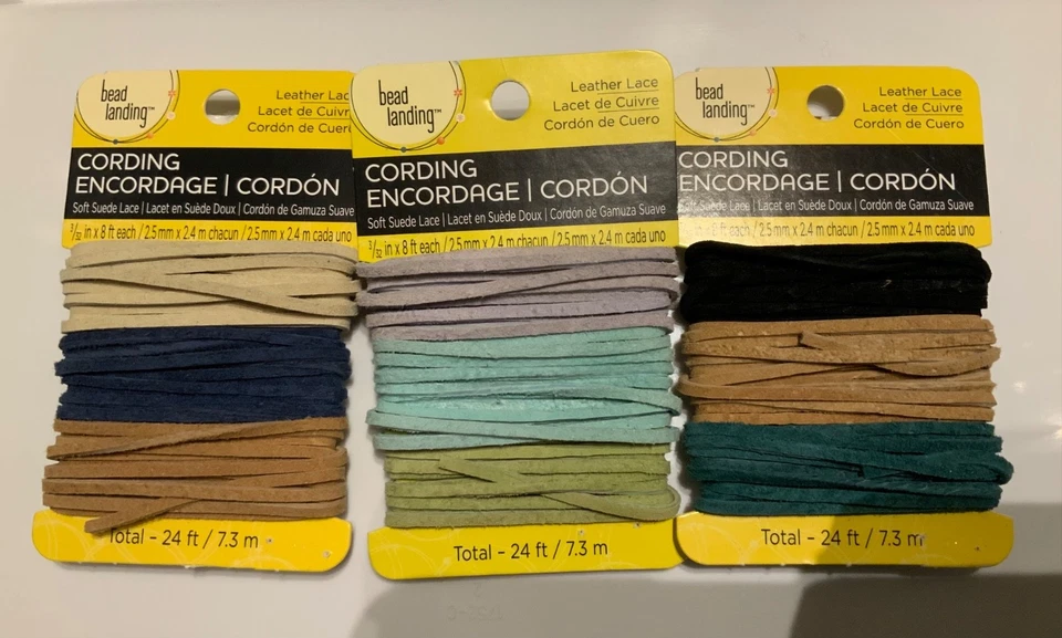 PAQUETES VARIADOS DE CORDÓN DE GAMUZA SUAVE DE ATERRIZAJE DE 3 CUENTAS para hacer joyas de 2,5 mm Foto 1 de 1