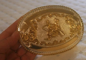 Crumrine Trofeo Cinturón Hebilla Vaquero Occidental Ovalado Pesado Plateado en Bronce EE. UU. - Imagen 1 de 5