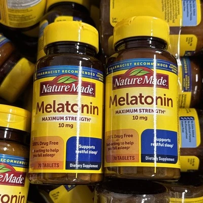 Lote de 2 comprimidos de melatonina extra fuerte hechos por la naturaleza de 10 mg - 70 quilates ayuda para dormir  Foto 1 de 4